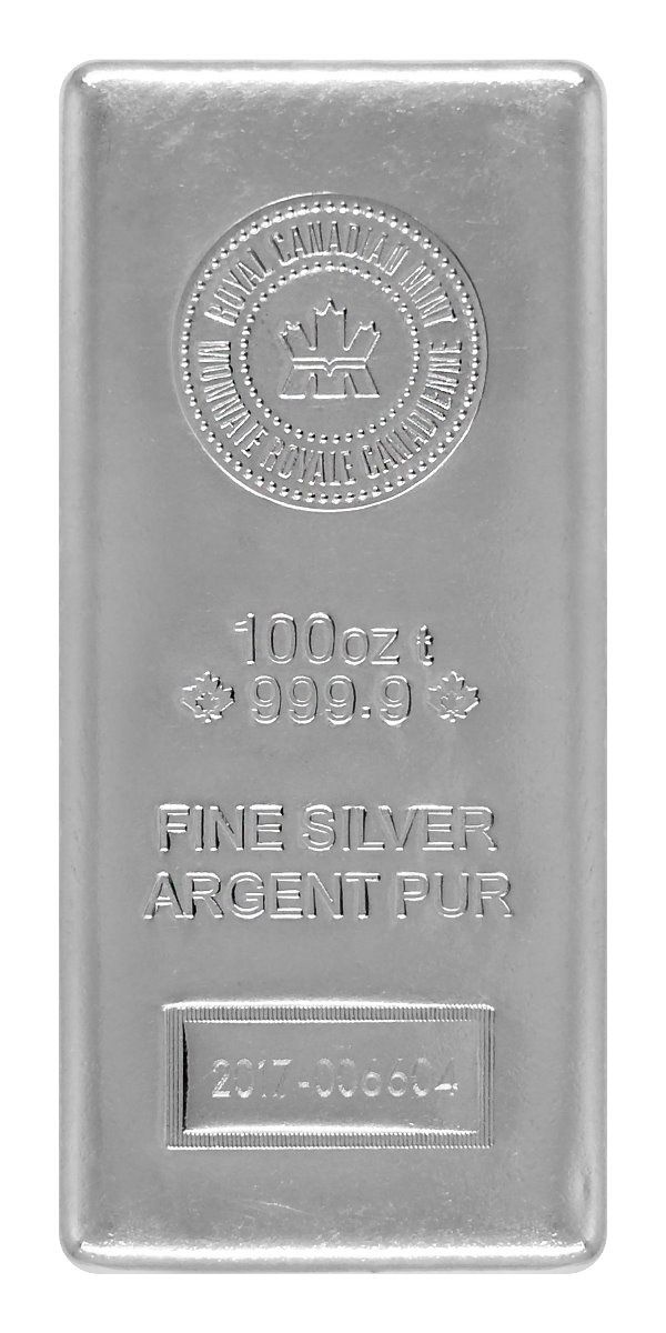 100oz Royal Canadian Mint Silver Bar